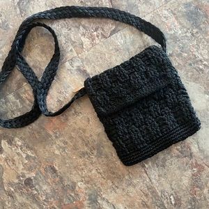 New Wealth Trading crocheted cross body bag black